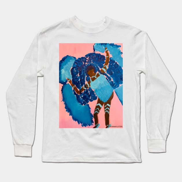 Blue Haired Fairy Long Sleeve T-Shirt by Finnaflutter